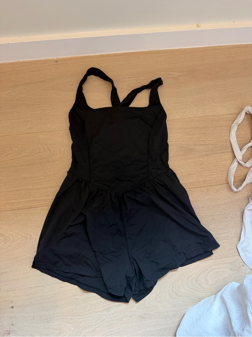 Black Sleeveless Romper with Skirted Shorts